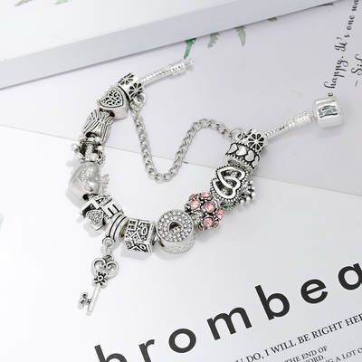 Bracciale "la chiave dell'amore" + tutti i charms inclusi