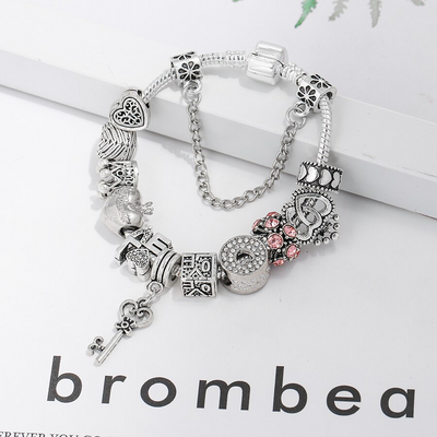 Bracciale "la chiave dell'amore" + tutti i charms inclusi
